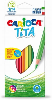 Creioane colorate CARIOCA Tita, hexagonale, flexibile, 12 culori/cutie