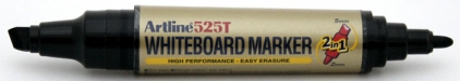 Marker pentru tabla de scris ARTLINE 525T, doua capete - varf rotund 2.0mm/tesit 5.0mm - negru