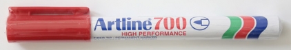 Permanent marker ARTLINE 700, corp metalic, varf rotund 0.7mm - rosu