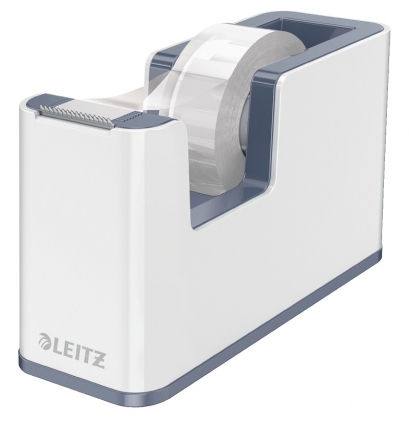 Dispenser banda adeziva LEITZ WOW, PS, banda inclusa, culori duale, alb-gri