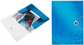 Mapa LEITZ Wow cu elastic, plastic PP - albastru metalizat