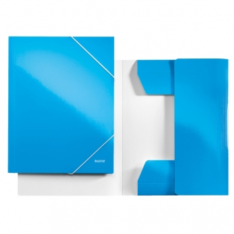 Mapa LEITZ Wow, carton cu elastic - albastru metalizat