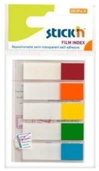 Stick index plastic transparent color 45 x 12 mm, 5 x 20 file/set, Stick