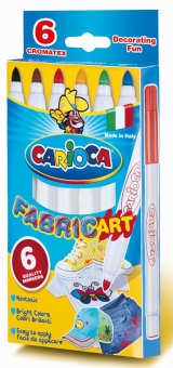 Carioca pentru textile, varf gros 6mm,  6 culori/cutie, CARIOCA CromaTex