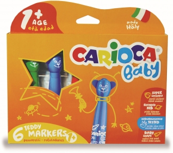Carioca super lavabila,  6 culori/cutie, CARIOCA Baby Teddy +1